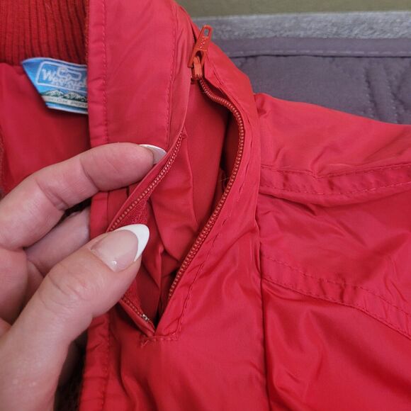 VTG 80s Woolrich Womens Teton Rain Jacket L Red Full Zip Hooded Lightweight EUC - Picture 8 of 12